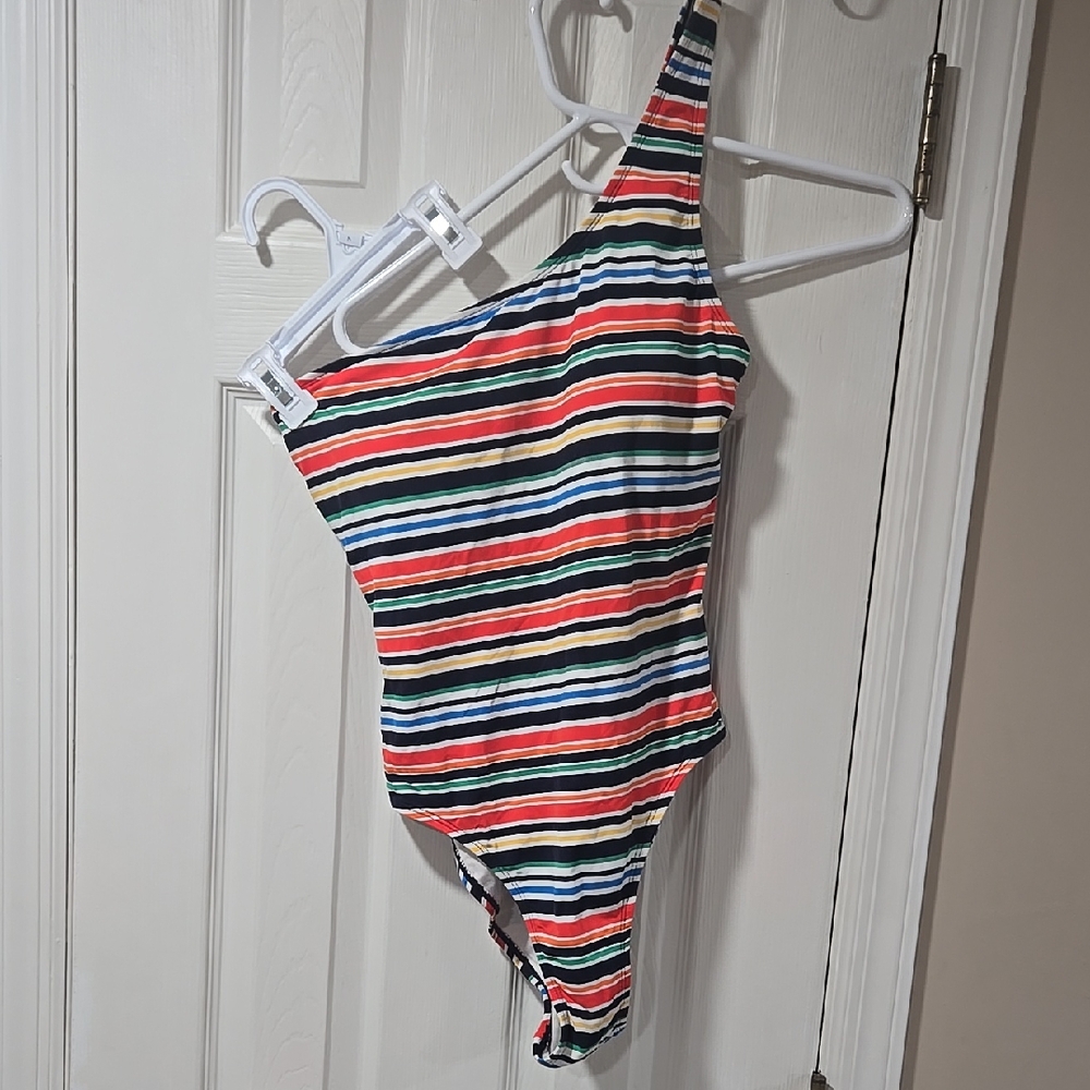 Nautica Multicolor Striped One-Shoulder Swimsuit